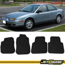 Fits 00 01 02 Saturn LS-Series 4 Door Black Nylon Car Floor Mats Carpet 4Pcs