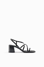 ZARA Black Block Heel Animal Print Strappy Sandals 2329 910 040 - Sz. 10 NEW