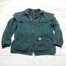 VINTAGE Carhartt Chore Jacket  Men 2XL Green Canvas Cape Work Coat CW043
