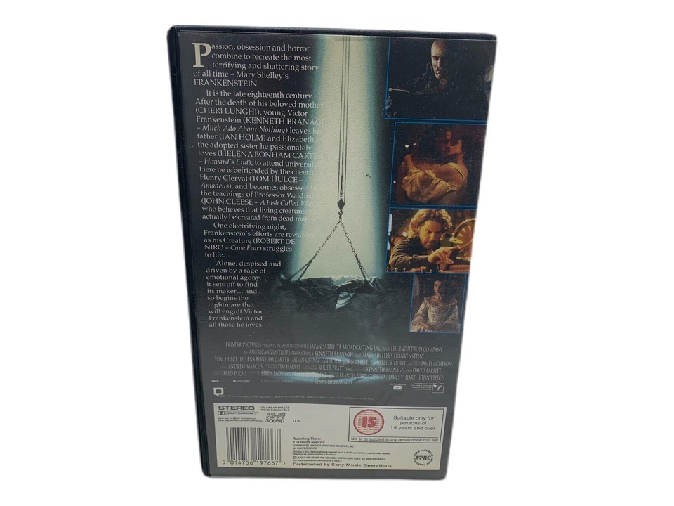 MARY SHELLEY'S FRANKENSTEIN HORROR VHS ROBERT DE NIRO BRANAGH Foto 2 de 2