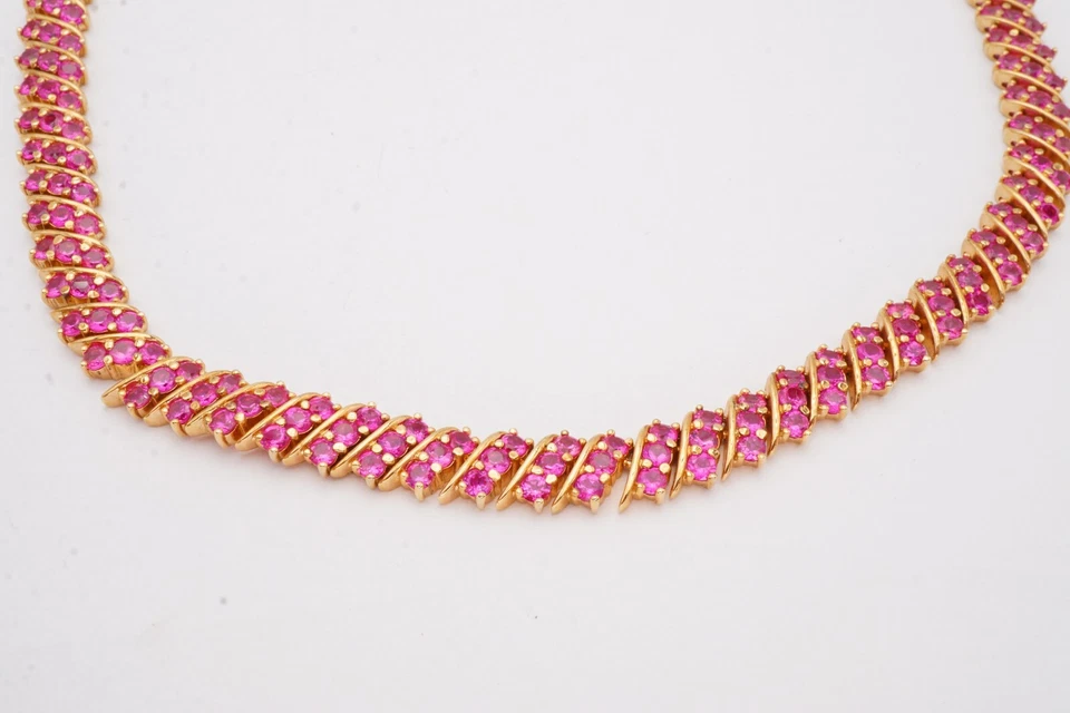 Ross Simons Gold Plated Sterling Silver 925 Lab-Created Ruby Necklace 17" - Image 4 of 4