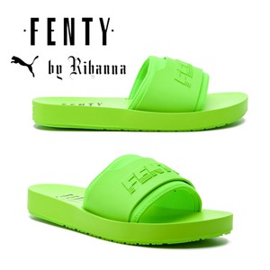 neon green fenty slides