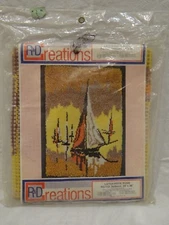 R&D Creations Sailboats Latch Hook Rug RG-112 Printed Canvas 24"x26" Sail Boat
