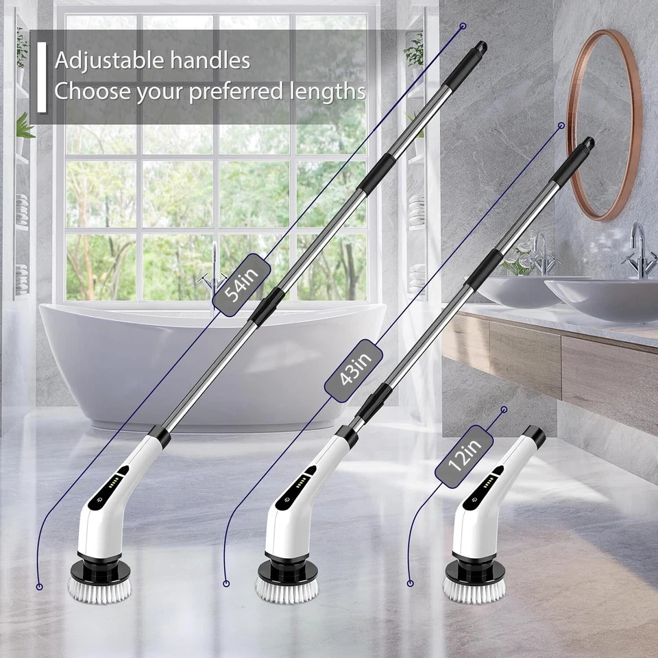 8 IN 1 Electric Spin Scrubber Cordless Power Cleaning Brush Rechargeable Cleaner - Image 3 of 4
