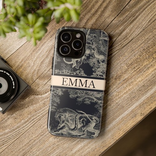 Custom Name Tough Phone Case with Lion & Monkey Design, Personalized Phone Cover - 第 16/263 張圖片