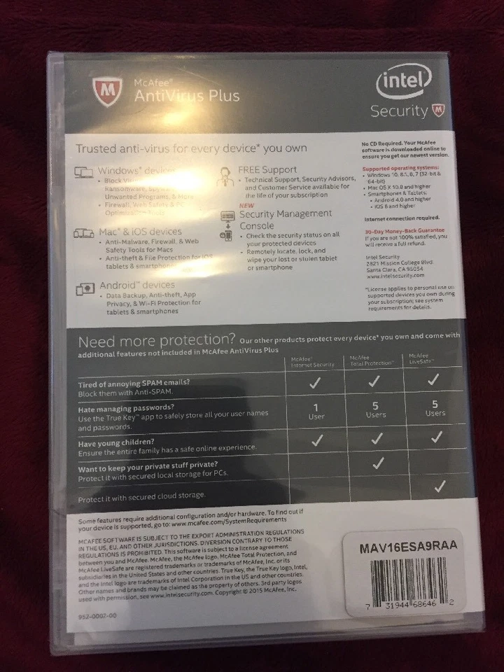 McAfee Antivirus Plus 2016 - Unlimited Devices -- BRAND NEW - Free Shipping - Image 2 of 4