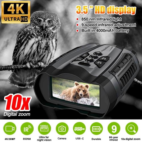 Hunting IR 850nm Night Vision Binocular Goggles 3.5inch LCD 10X Digital Zoom CAM - Picture 3 of 16