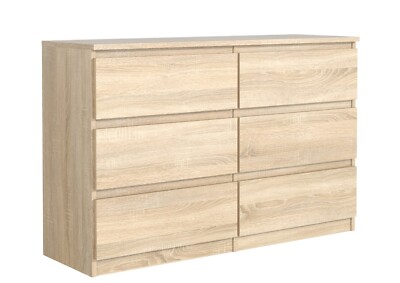 Kommode mit 6 Schubladen Breite: 120 cm - Schubladenschrank - Sideboard Sonoma