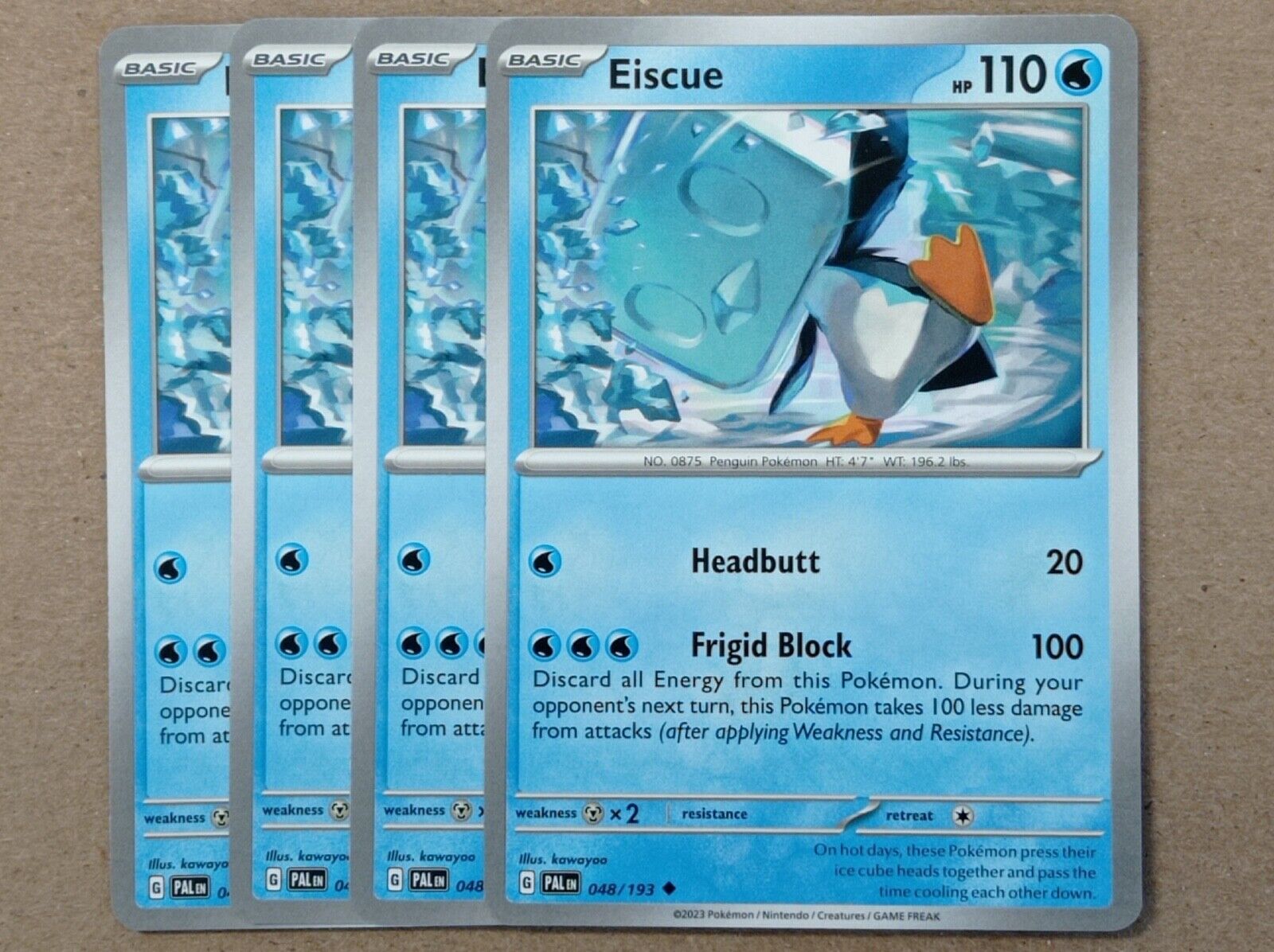 POKEMON Card - 4 x Eiscue 048/193 - Unco - Paldea Evolved - NM