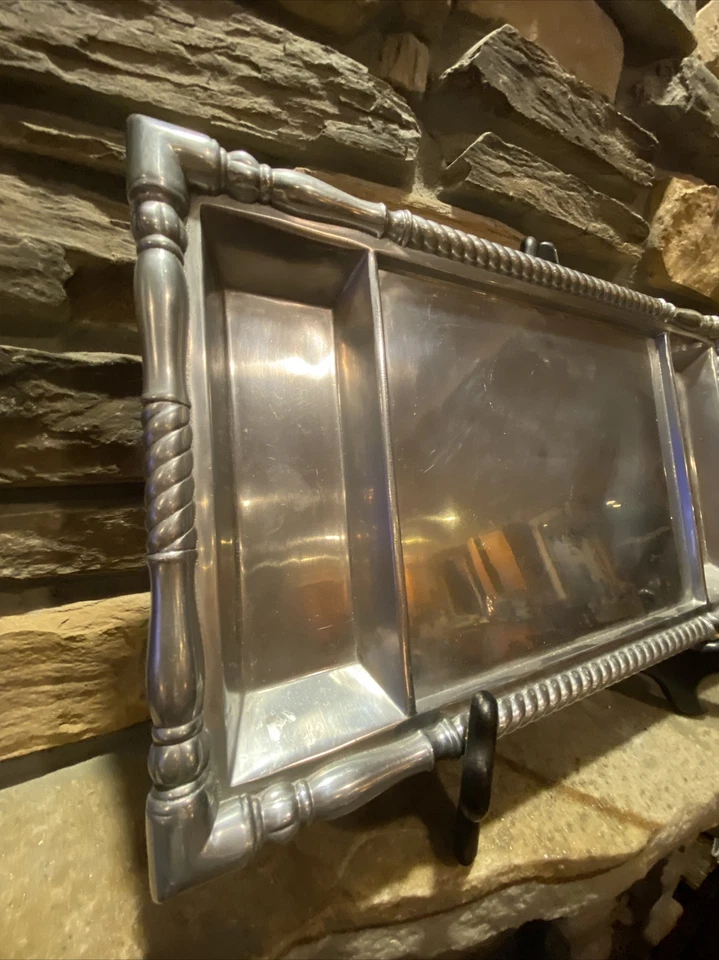 Reed & Barton Pewter Aluminum 3 Divided Tray Banded Platter 17.5” - Image 2 of 4