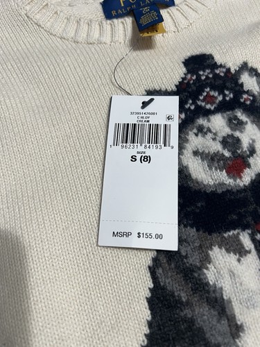 NWT!! Polo Ralph Lauren Dog-Intarsia Crewneck Sweater Size S (8) - Picture 6 of 11