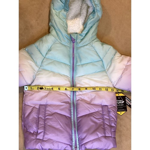 Girls - NWT Cozy Puffer Coat, size 3T coat with ombré colors from purple to blue - Picture 4 of 12