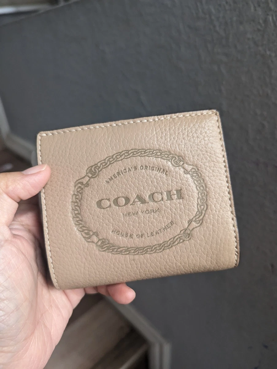 Coach CM216 Pebbled Leather Snap Wallet W/Coach Heritage Taupe | eBay