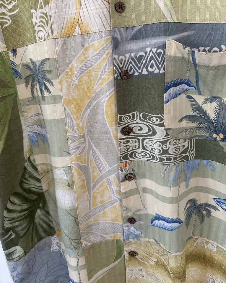 Camisa hawaiana de seda de manga corta multicolor para hombre - talla M Foto 2 de 4