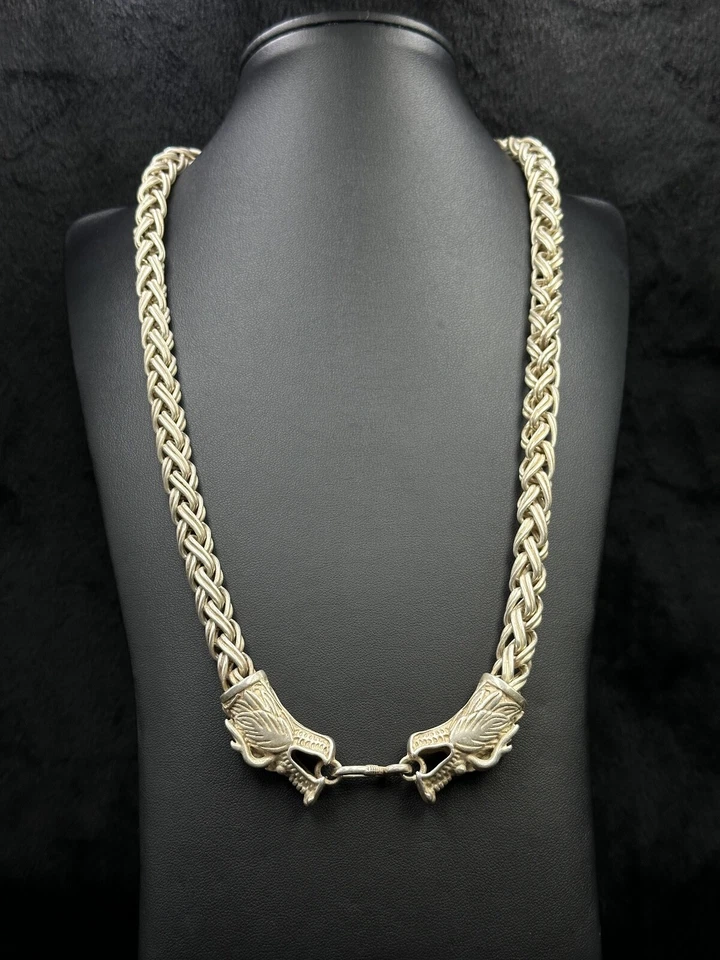 Collar Cadena Dragón Plata Tibetano Único De Colección Hecho a Mano Buena Calidad Foto 2 de 4