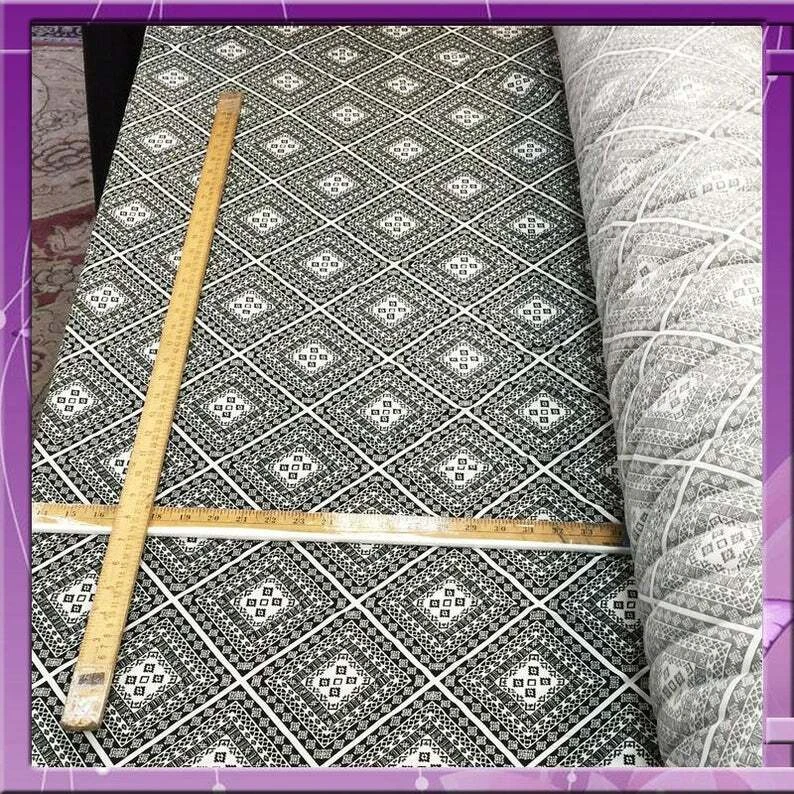 100% вискоза Challis черный n белый квадраты ткани на ярд 58 дюймов шириной ткани - Изображение 2 из 3