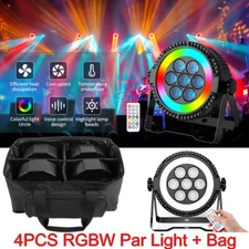 4pcs 200W Stage Lighting LED Par Light with Strip RGBW Uplighting DMX Remote DJ