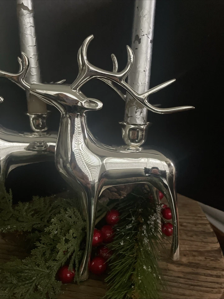 Par de cono de reno Pottery Barn plateados con cajas Foto 2 de 4