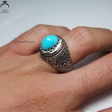 925 Silver Men’s Ring with Natural Neyshabur Turquoise – Bold & Stylish