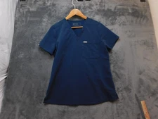 Figs Scrub Top Womens Small Blue Catarina Technical Collection V Neck Pocket