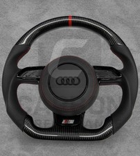AUDI A4 A5 B8 B8.5 LEATHER CARBON FIBRE FLAT BOTTOM STEERING WHEEL 2012-16 A3 A1