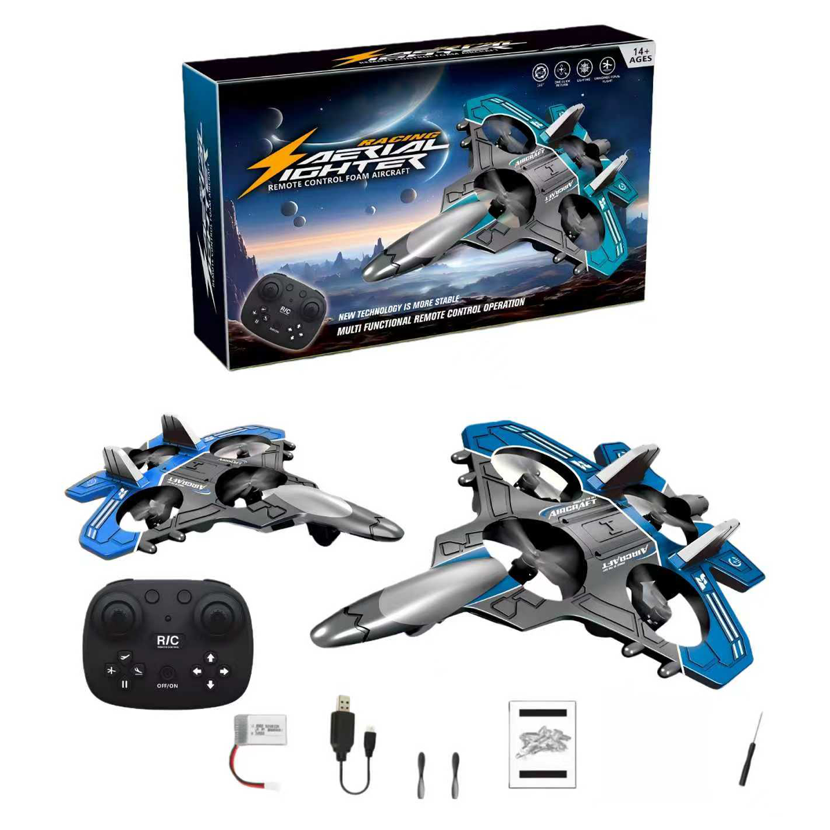 Remote Control Jet Fighter, 2.4GHz RC Aircraft with Stunt Flight, Drone ...