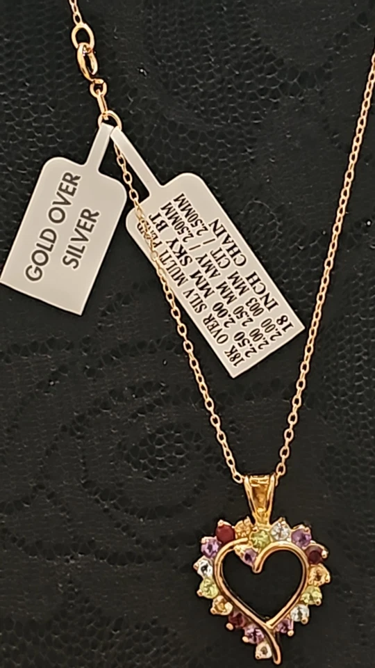 Colgante de colección Ross Simons piedras preciosas oro 18kt sobre plata 18 pulgadas Foto 4 de 4