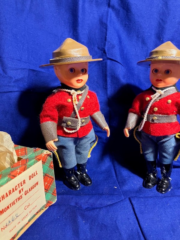 Lot of 2 Vintage character dolls Canada Royal Mounties made in GB