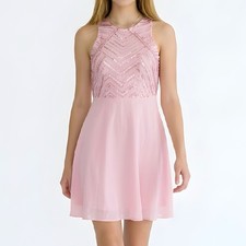 Pink Sequin Party Dress Size XS, Sleeveless Cocktail Dress, Evening Prom Dress