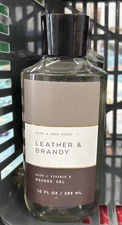HTF! Bath and Body Works 💙 Leather & Brandy Shower Gel Wash 10 oz DISCONTINUED