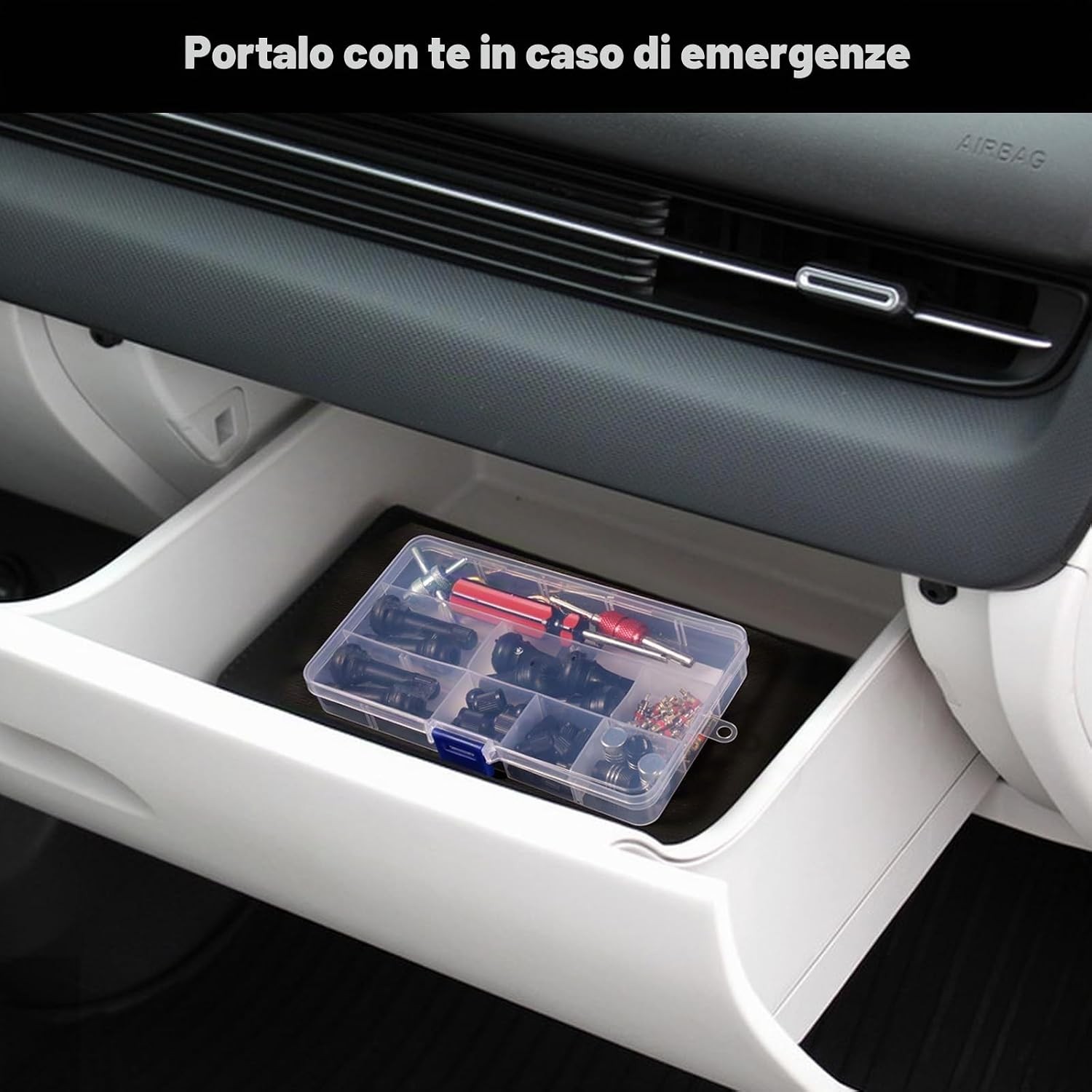 61 Pezzi Kit Riparazione Pneumatici Smonta Valvole,Riparazione Rimozione Valvola - Miniatura 6
