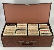 Vintage 8 Track Tapes Lot of 24 In Carrying Case Untested 19 Elvis 5 Others Read