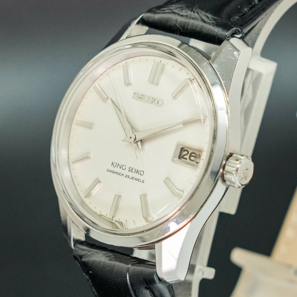 Vintage 1966[MINT] KING SEIKO 4402-8000 DIASHOCK  25Jewels White Date Round  Men - Image 3 of 4