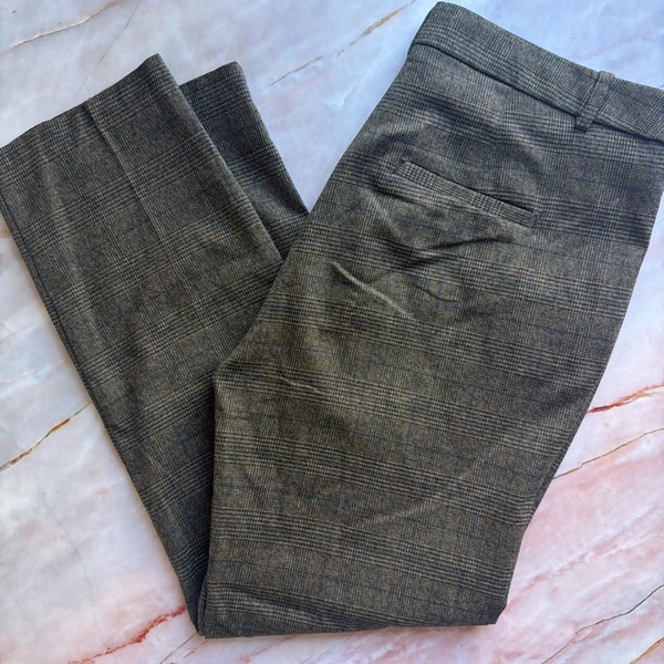 Zara Basic brown plaid cropped trousers workwear EUC - Size Large