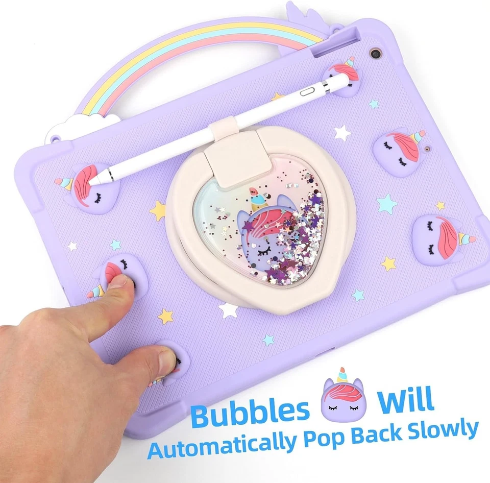 [Funda unicornio con mango arco iris súper linda] iPad Air de 9,7 pulgadas para niños primera generación, 2018... Foto 3 de 4