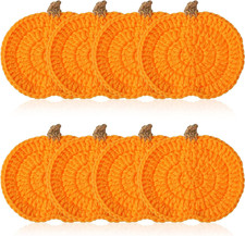 8 Pcs Fall Crochet Pumpkins Coaster Halloween Thanksgiving Decor
