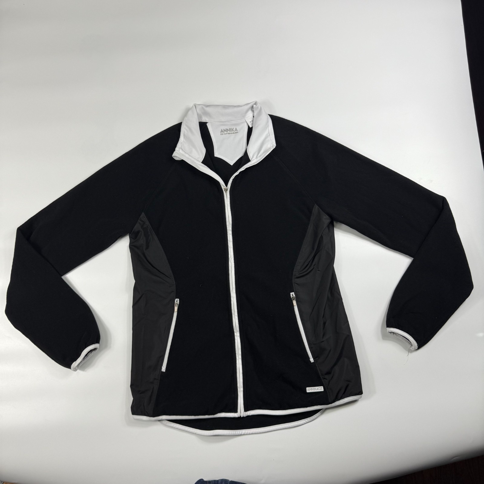 Cutter & Buck Annika Golf Jacket Womens Medium Black Fleece Long Sleeve Full Zip
