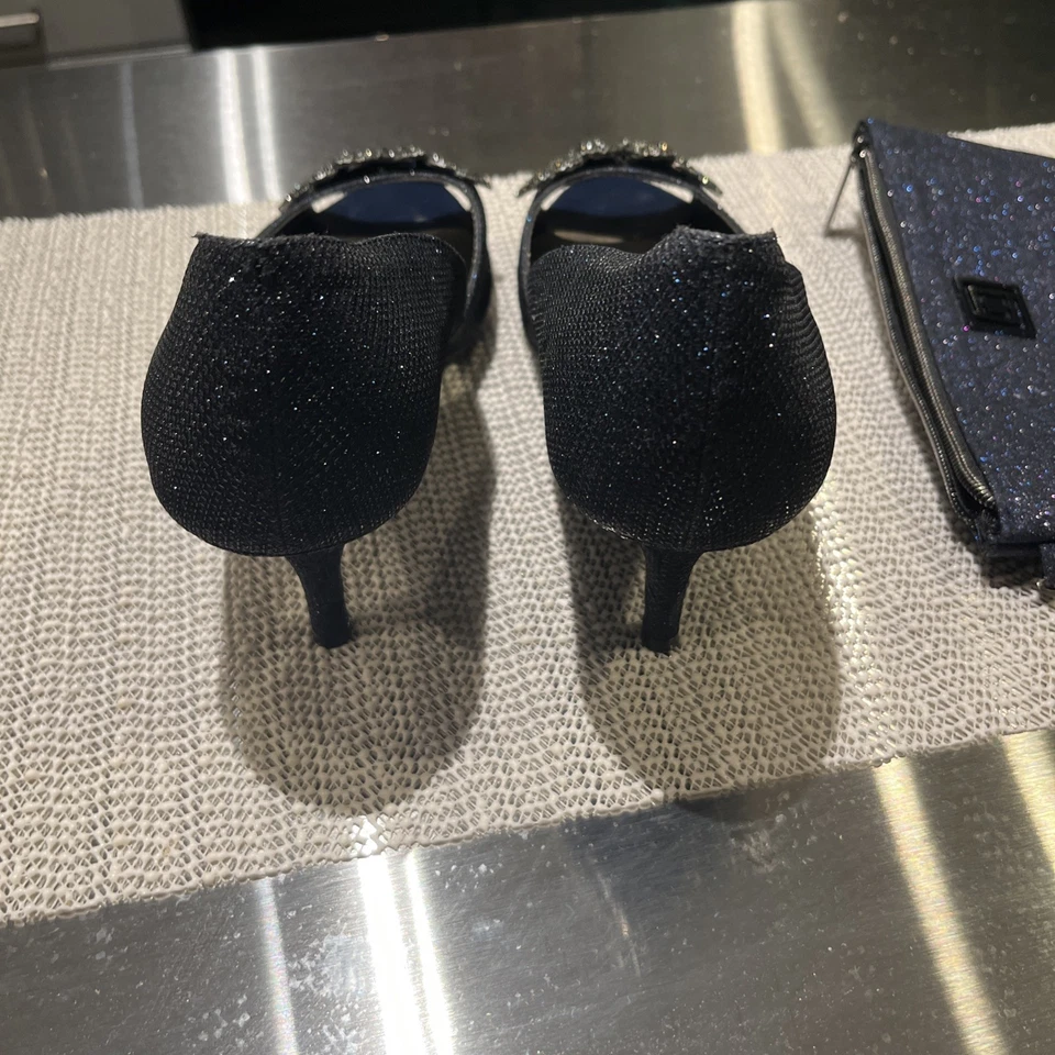 Zapatos de salón Bandolino NIELLA azul marino brillante noche punta abierta, talla 10M nuevos en caja Foto 4 de 4