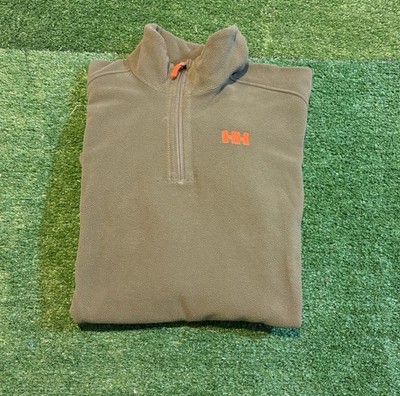 Helly Hansen 1/4 zip mens large green orange daybreaker fleece polartec pullover