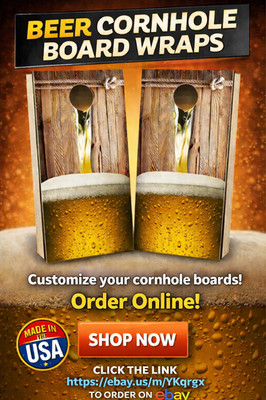 Premium Cornhole Board Wrap Set ICE COLD BEER Vinyl Decals Full Size Beer Theme