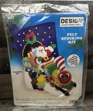 Design Works Santa Claus Train Felt Stocking Kit New 16" Sequins 5017 Sealed
