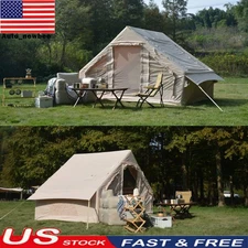 Inflatable Camping Tent 4-6 Person w/Stove Jack-All-Weather Heavy-Duty Air Tent