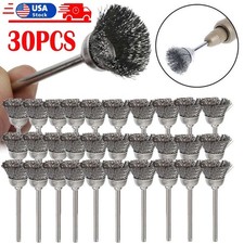 30pc Stainless Steel Wire Brush Set Dremel Tool Rotary Die Grinder Removal Wheel