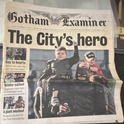 2013 Gotham Examiner Batkid Miles Scott SF Newspaper Make-A-Wish Batman Rare