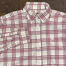Burberry London Dress Shirt Men's 16.5/42 Plaid Button Down Missing Button