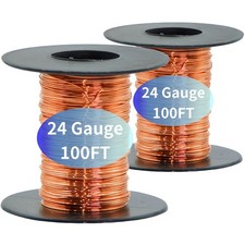 Bare Copper Round Wire 200 Feet 24 Gauge 99.9 Pure for Electroculture Gardening