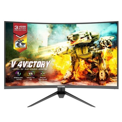 VIOTEK 32'' Curved Gaming Monitor 165Hz 2560x1440p QHD 120% sRGB G-SYNC FreeSync