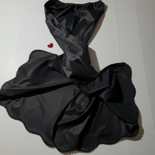 vtg VANITY FAIR Long Half Slip Skirt BLACK SATIN MAXI Nylon Lingerie USA MEDIUM