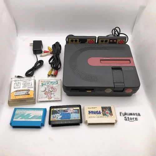 Sharp Twin Famicom Console System Black AN-500B New Belt Japanese Tested