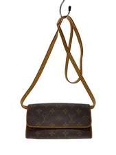 LOUIS VUITTON Shoulder Bag Pochette Twin PM_Monogram Canvas PVC Brown Used